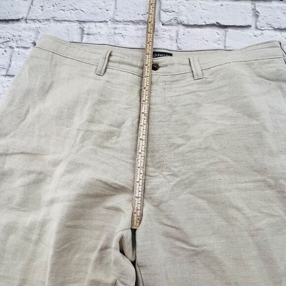 St. Johns Bay Men's Linen-Cotton Blend Straight Pants 40W x 30L Beige High Rise - Picture 8 of 14